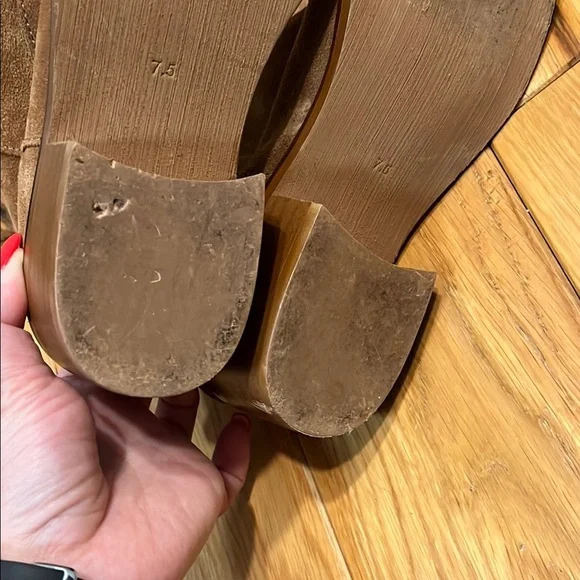 Naughty Monkey Brown Heeled Stride Suede Boots Size 7.5 - Picture 7 of 16